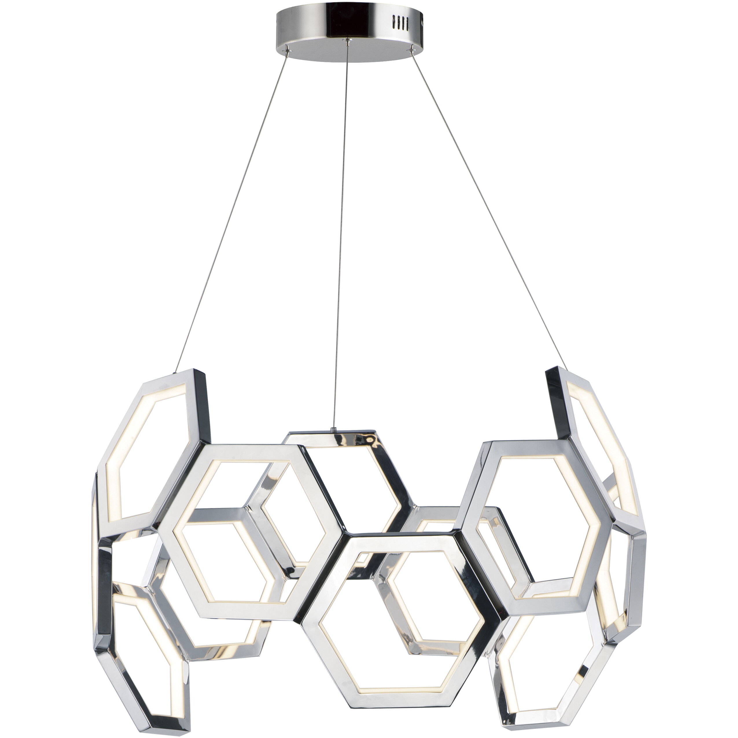 Polygon LED 30 inch Polished Chrome Single Pendant Ceiling Light