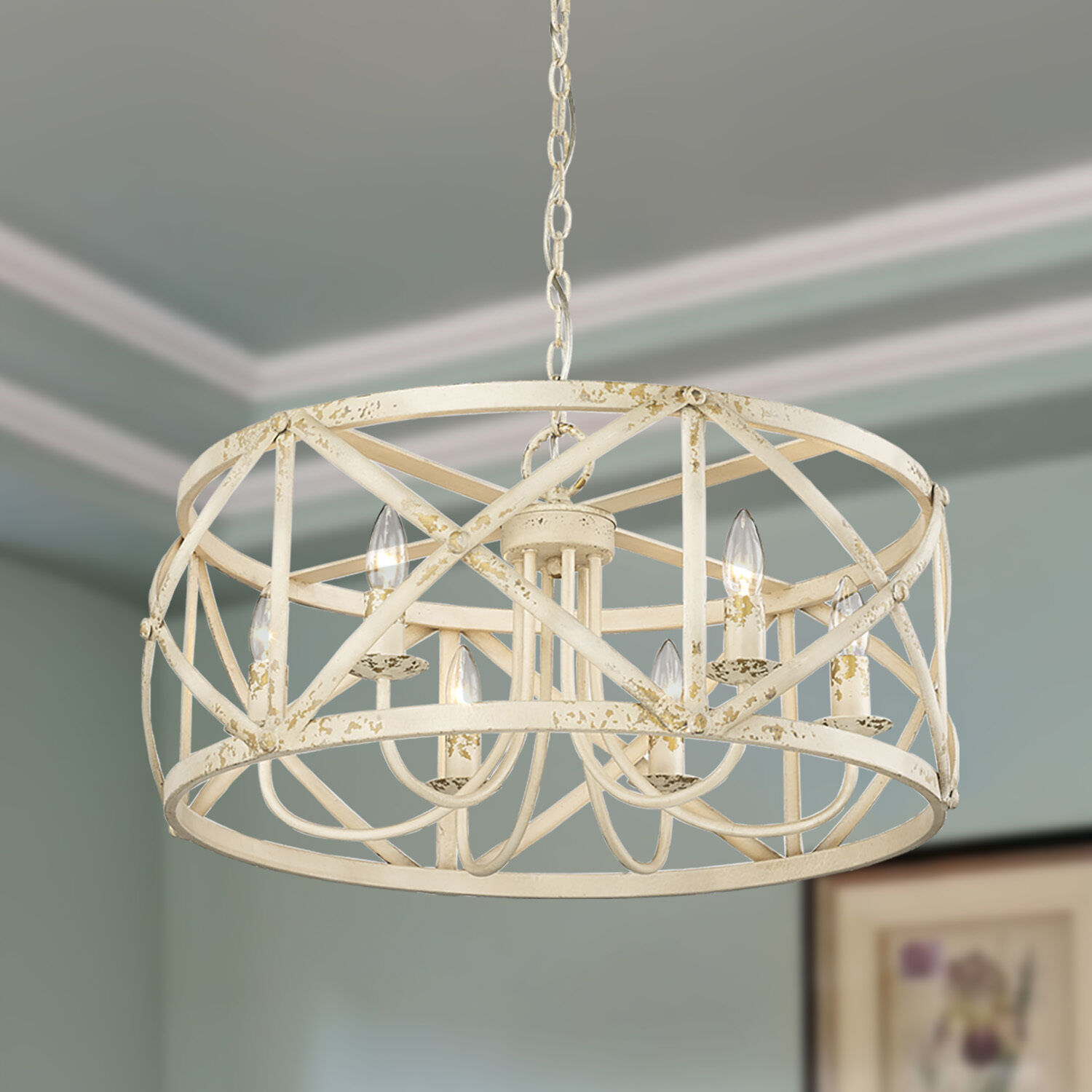 Alcott 6 Light 26.13 inch Antique Ivory Chandelier Ceiling Light