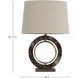 Janelle 26.75 inch Matte Antique Brass and White Linen with Dark Emperora Marble Table Lamp Portable Light