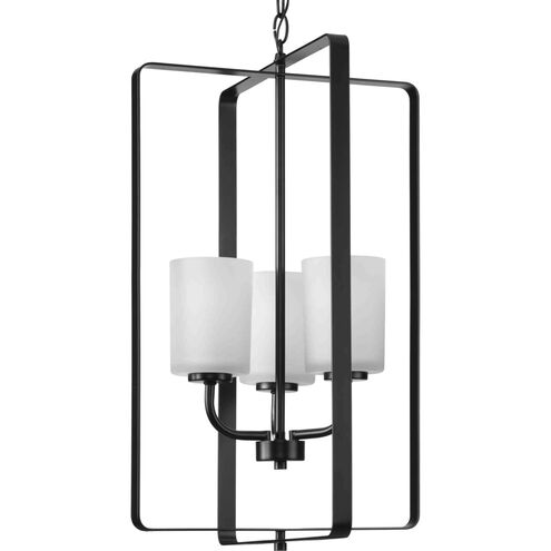 League 3 Light Matte Black Foyer Chandelier Ceiling Light