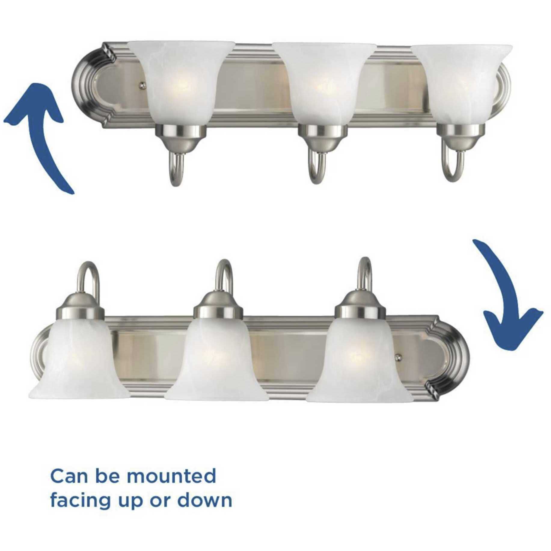 Alabaster Glass 3 Light 24 inch Brushed Nickel Bath Vanity Wall Light