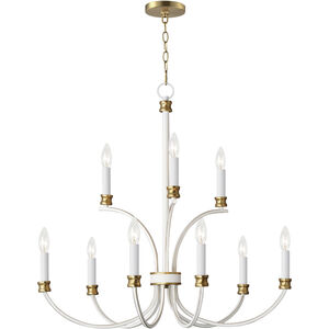 Charlton 9 Light 30 inch Weathered White and Gold Leaf Chandelier Ceiling Light