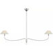 Amber Lewis Griffin LED 62 inch Polished Nickel and Parchment Leather Linear Chandelier Ceiling Light, Grande