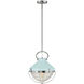 Crew LED 12 inch Polished Nickel with Robin's-Egg Blue Indoor Pendant Ceiling Light in Polished Nickel/Robins Egg Blue