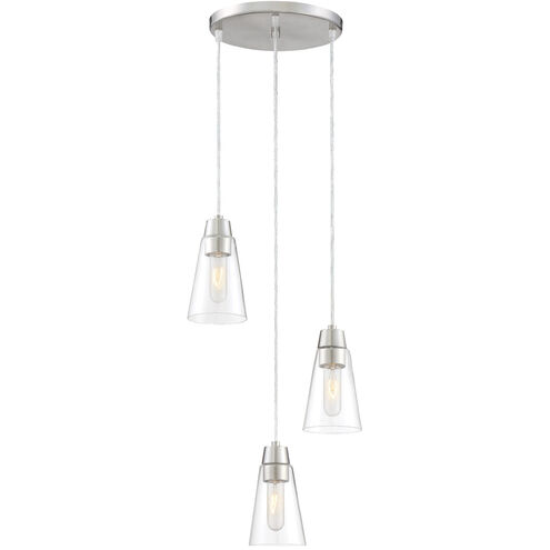 Echo 3 Light 11 inch Satin Platinum Mini Pendant Ceiling Light