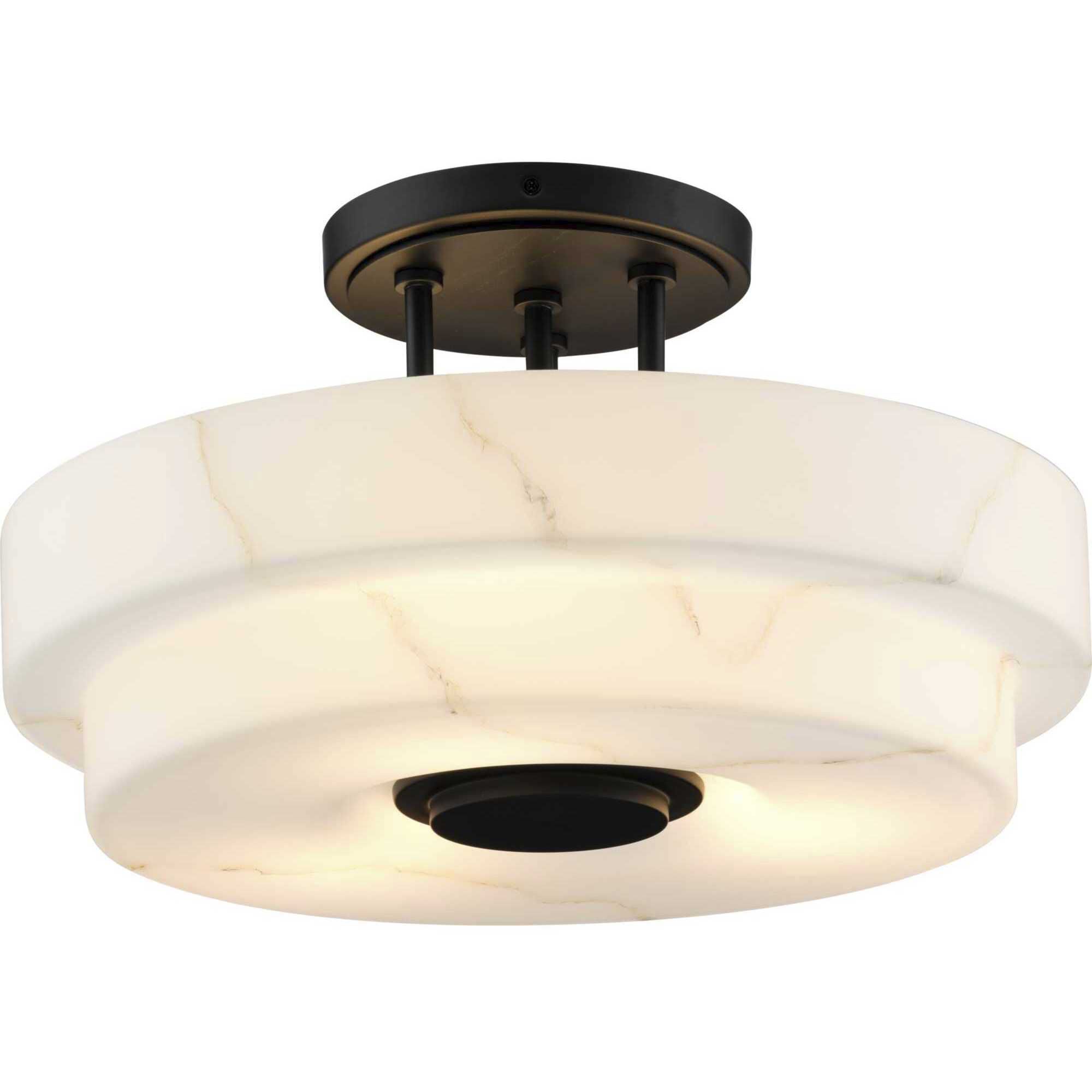 Tosca 3 Light 18 inch Matte Black Semi-Flush Mount Ceiling Light, Design Series