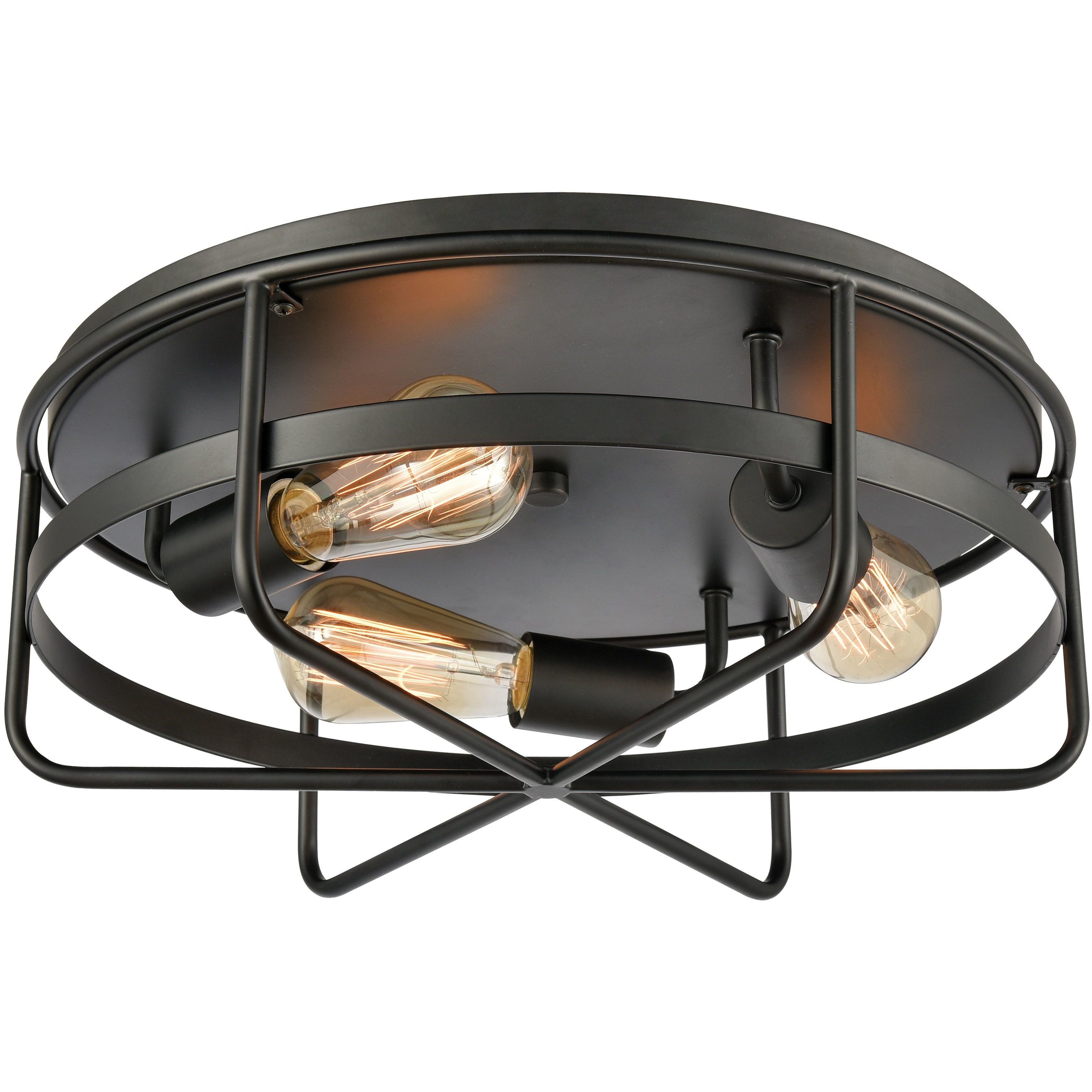 Wickshire 3 Light 16 inch Matte Black Flush Mount Ceiling Light