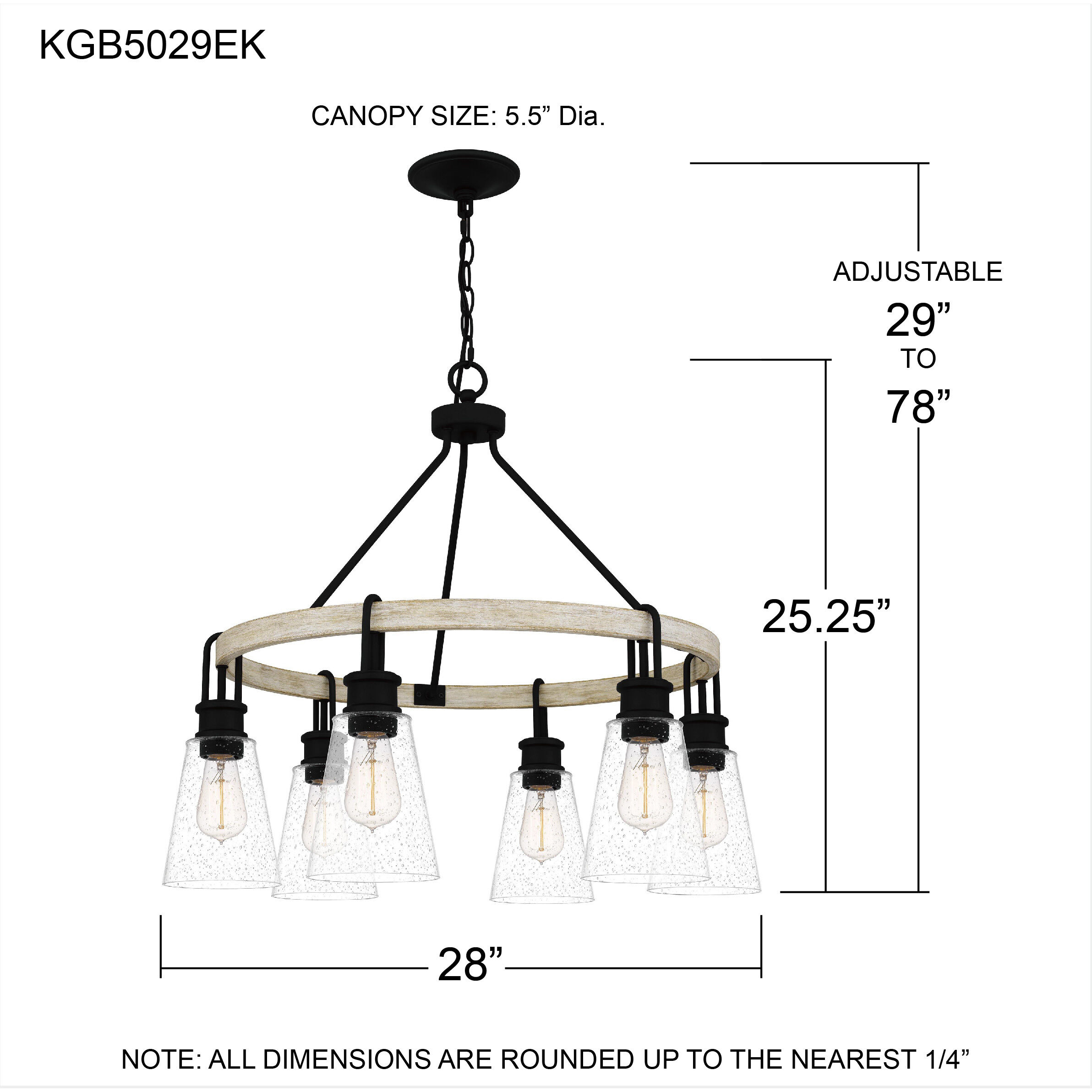 Kingsbridge 6 Light 28 inch Earth Black Chandelier Ceiling Light