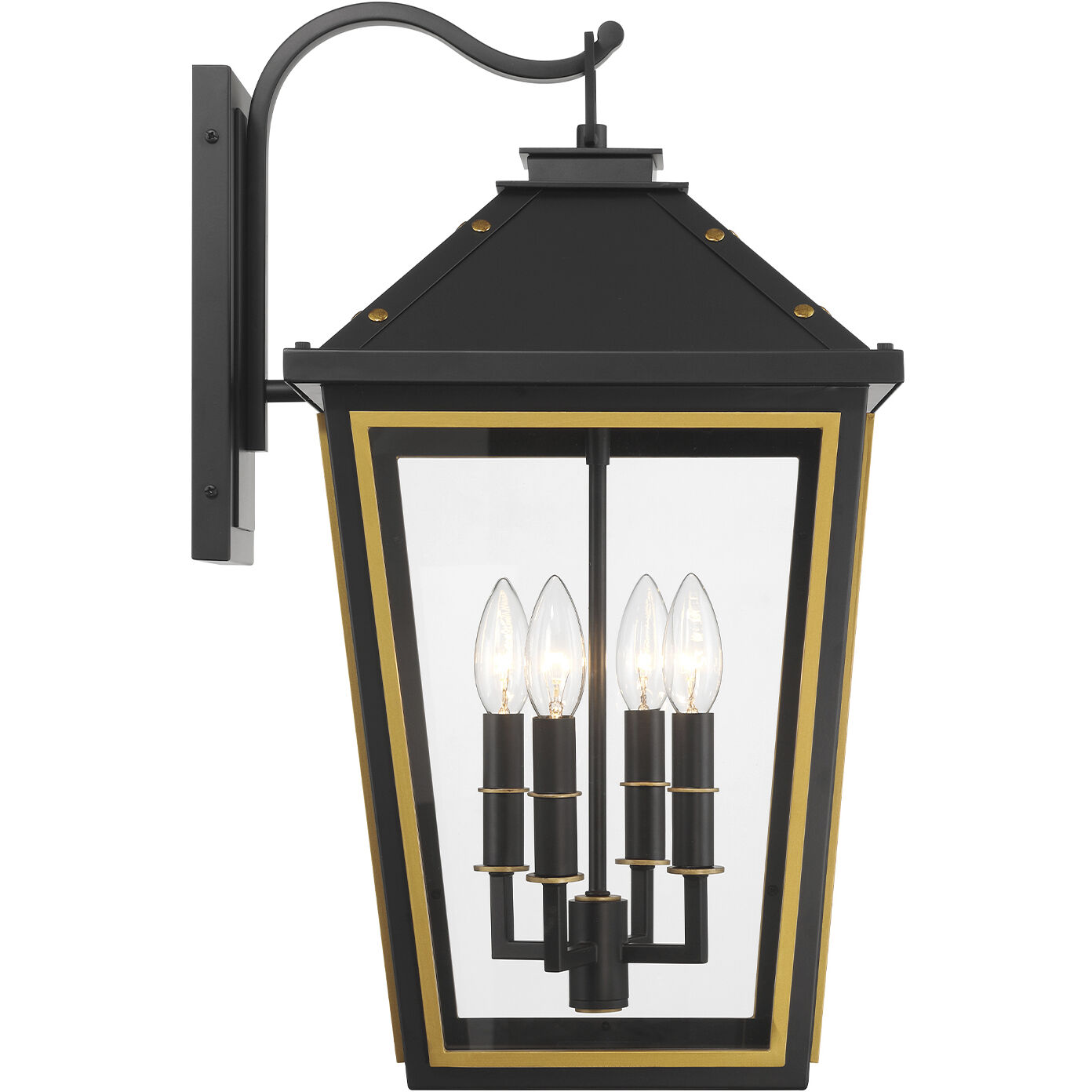 Hawkins 4 Light 22.5 inch Matte Black and Textured Gold Outdoor Sconce