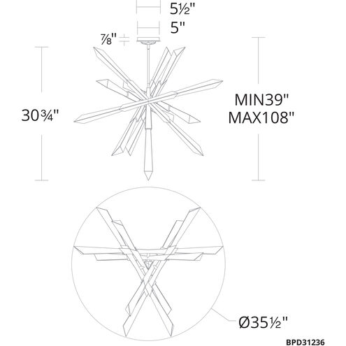 Solitude LED 35.5 inch Aged Brass Pendant Ceiling Light, Beyond