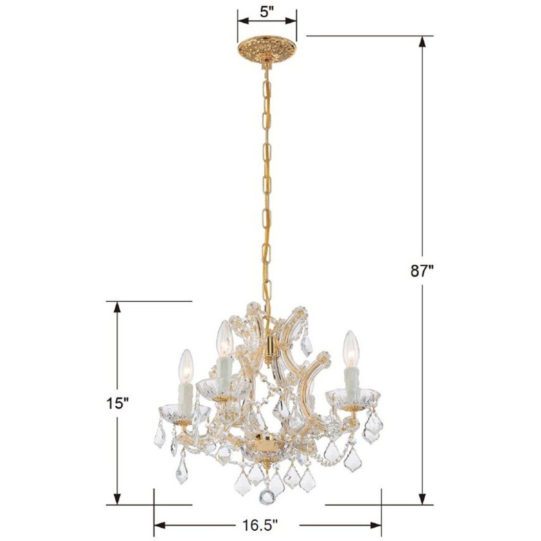 Maria Theresa 4 Light 16.5 inch Gold Mini Chandelier Ceiling Light in Clear Hand Cut