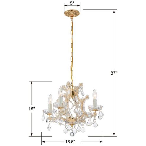 Maria Theresa 4 Light 16.5 inch Gold Mini Chandelier Ceiling Light in Clear Hand Cut
