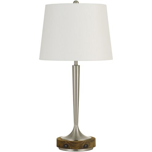 Chester 29 inch 150 watt Brushed Steel And Wood Table Lamp Portable Light