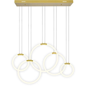 Hoops 5 Light 8 inch Satin Gold Chandelier Ceiling Light