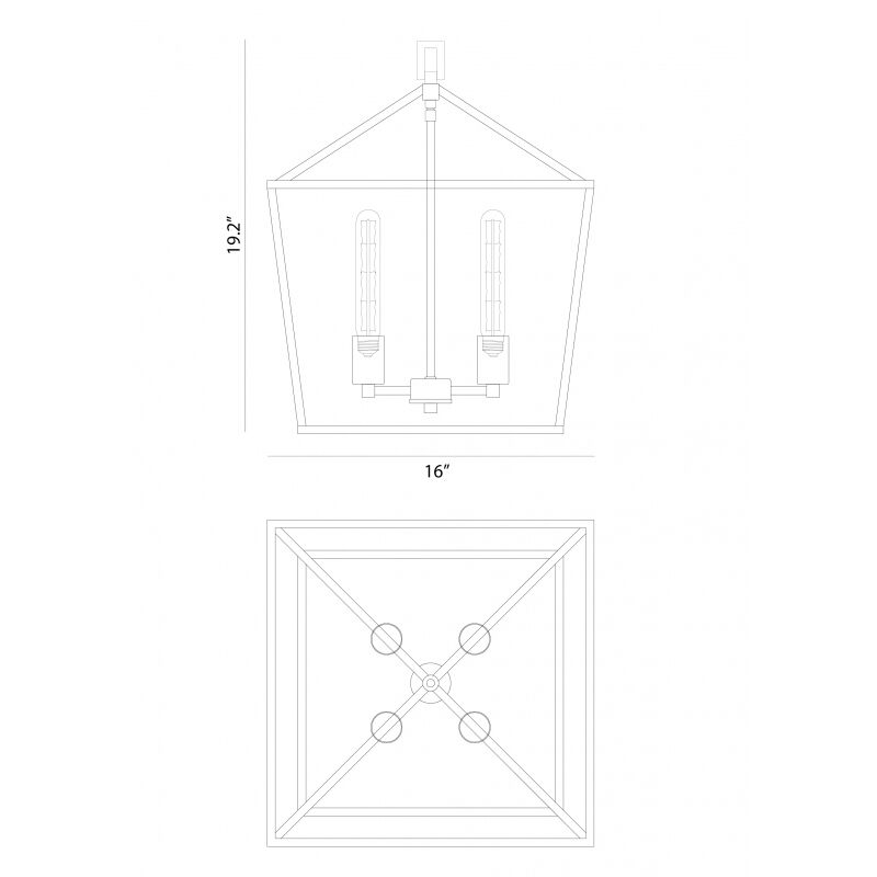 Scatola 4 Light 16 inch Rusty Black and Aged Gold Brass accents Chandelier Ceiling Light
