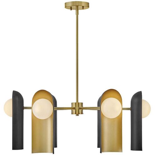 Zuri 6 Light 30 inch Lacquered Brass with Black Chandelier Ceiling Light
