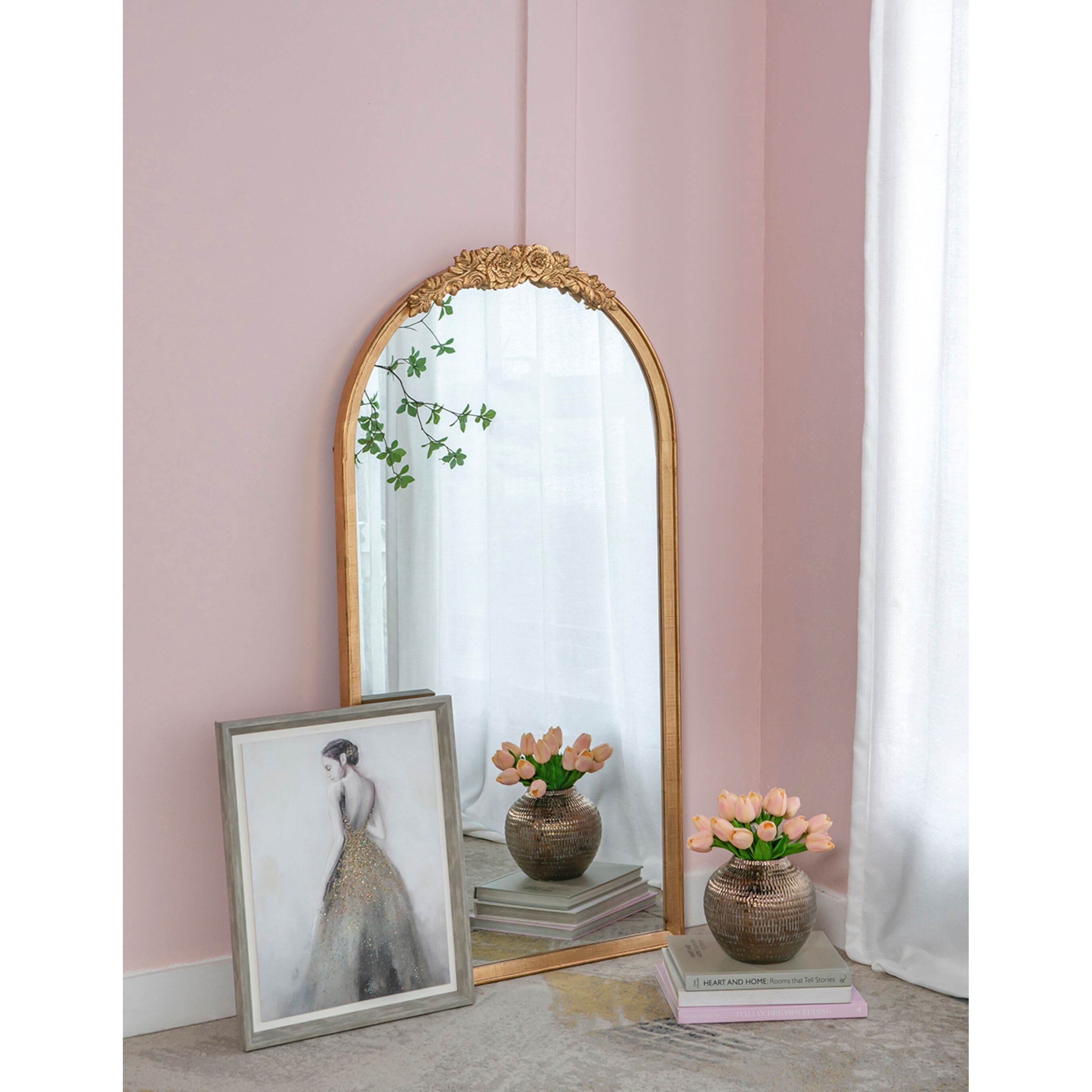 Eitenne 52.4 X 27.4 inch Gold Wall Mirror