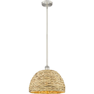 Edison Woven Rattan 1 Light 15.75 inch Mini Pendant