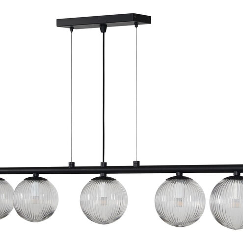 Chandra 5 Light 46 inch Matte Black and Clear Linear Pendant Ceiling Light