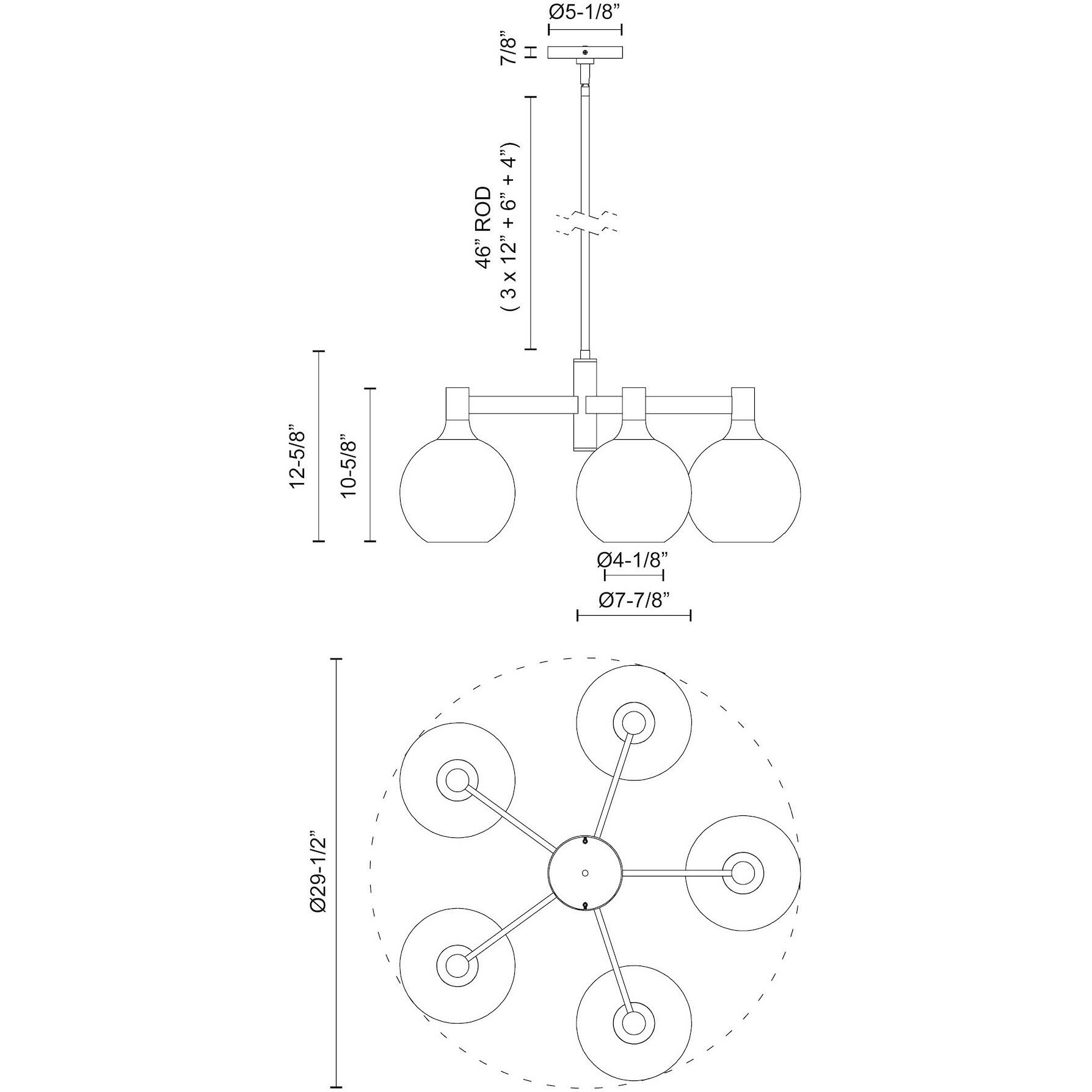 Alora Mood Castilla 5 Light 29.5 inch Clear Glass/Matte Black Chandelier Ceiling Light