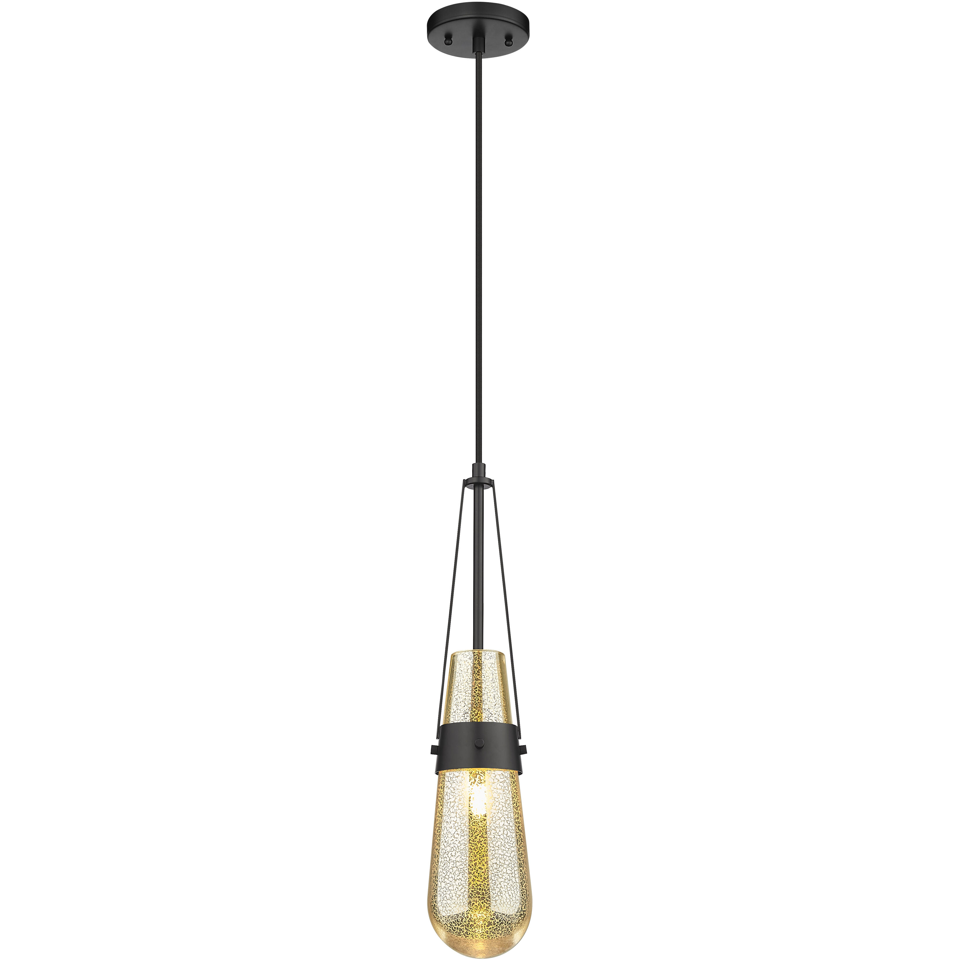 Downtown Urban Milan 1 Light 4.38 inch Matte Black Pendant Ceiling Light in Mercury