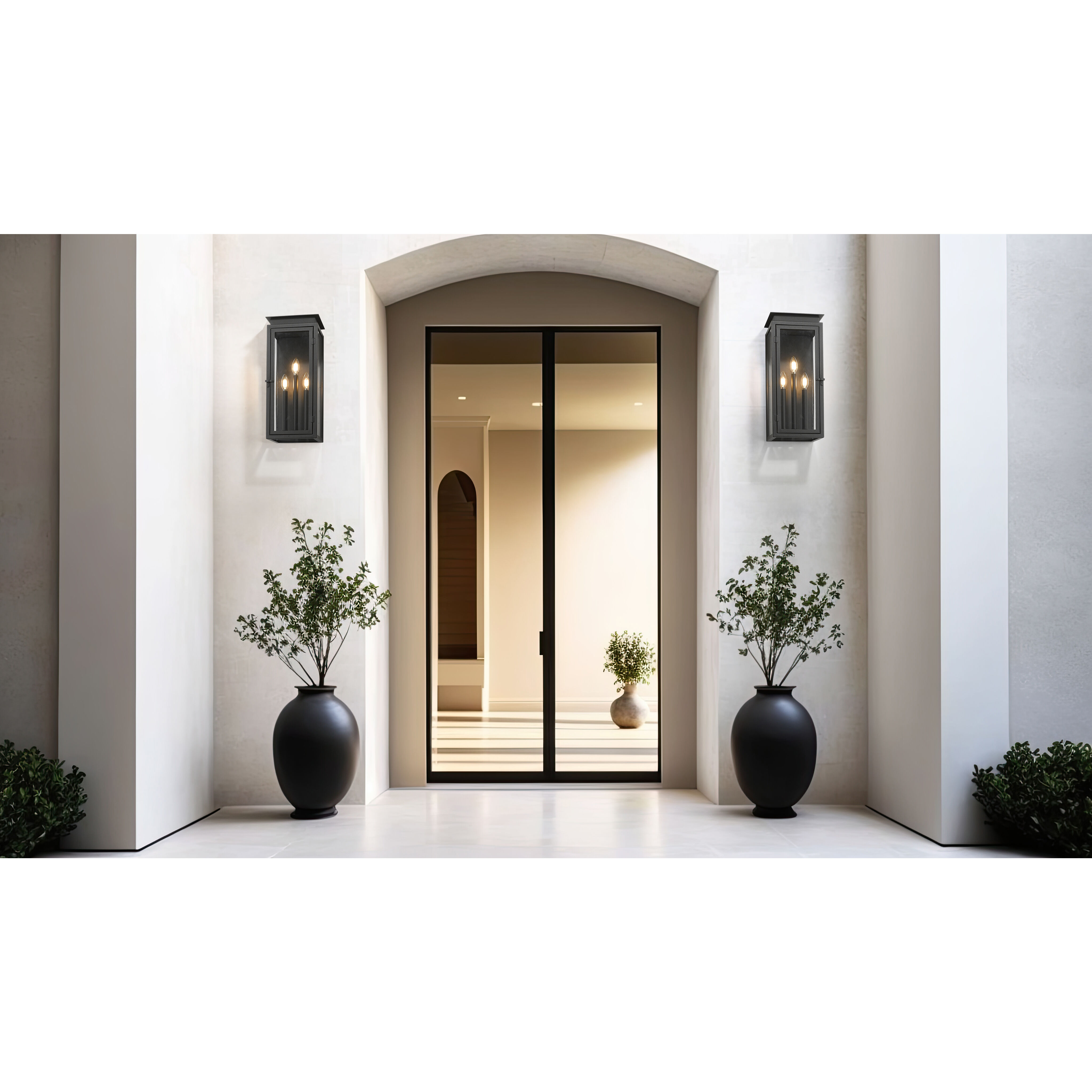 Nova 3 Light 20.5 inch Black Outdoor Wall Light in Clear Glass