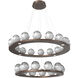 Cabochon LED Burnished Bronze with White Marble Chandelier Ceiling Light in Smoke, 2700K LED, Two-Tier