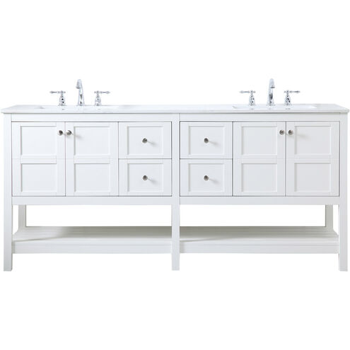 Theo 72 X 22 X 34 inch White Vanity Sink Set