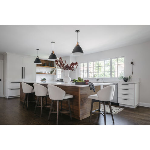 Nordic 1 Light 14.25 inch Tan Leather/Black Single Pendant Ceiling Light in Tan Leather and Black