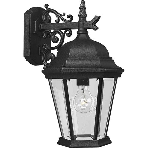 Welbourne 1 Light 16 inch Textured Black Outdoor Wall Lantern in Clear Beveled, Standard, Medium