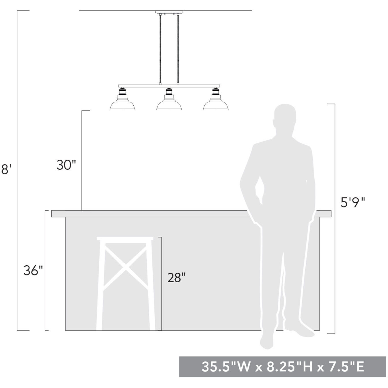 Yep Carver Island Light Ceiling Light in Matte Black, Clear Glass