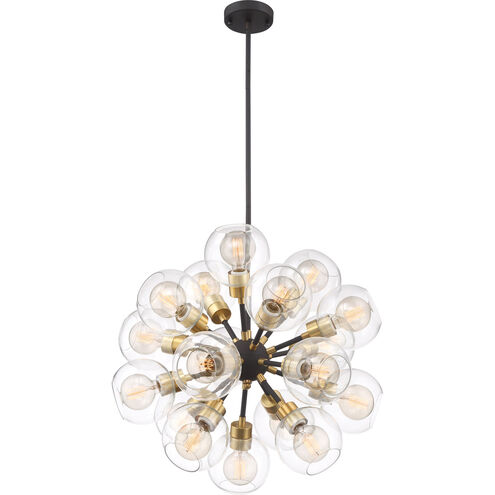 Pierre 18 Light 24 inch Polished Brass and Matte Black with Glass Chandelier Ceiling Light