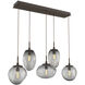 Cosmos Incandescent 5 Light 42.2 inch Flat Bronze Linear Pendant Ceiling Light in Smoke Cosmos, Multi-Port