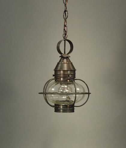 Onion 1 Light 9 inch Dark Antique Brass Outdoor Ceiling Light in Optic Glass