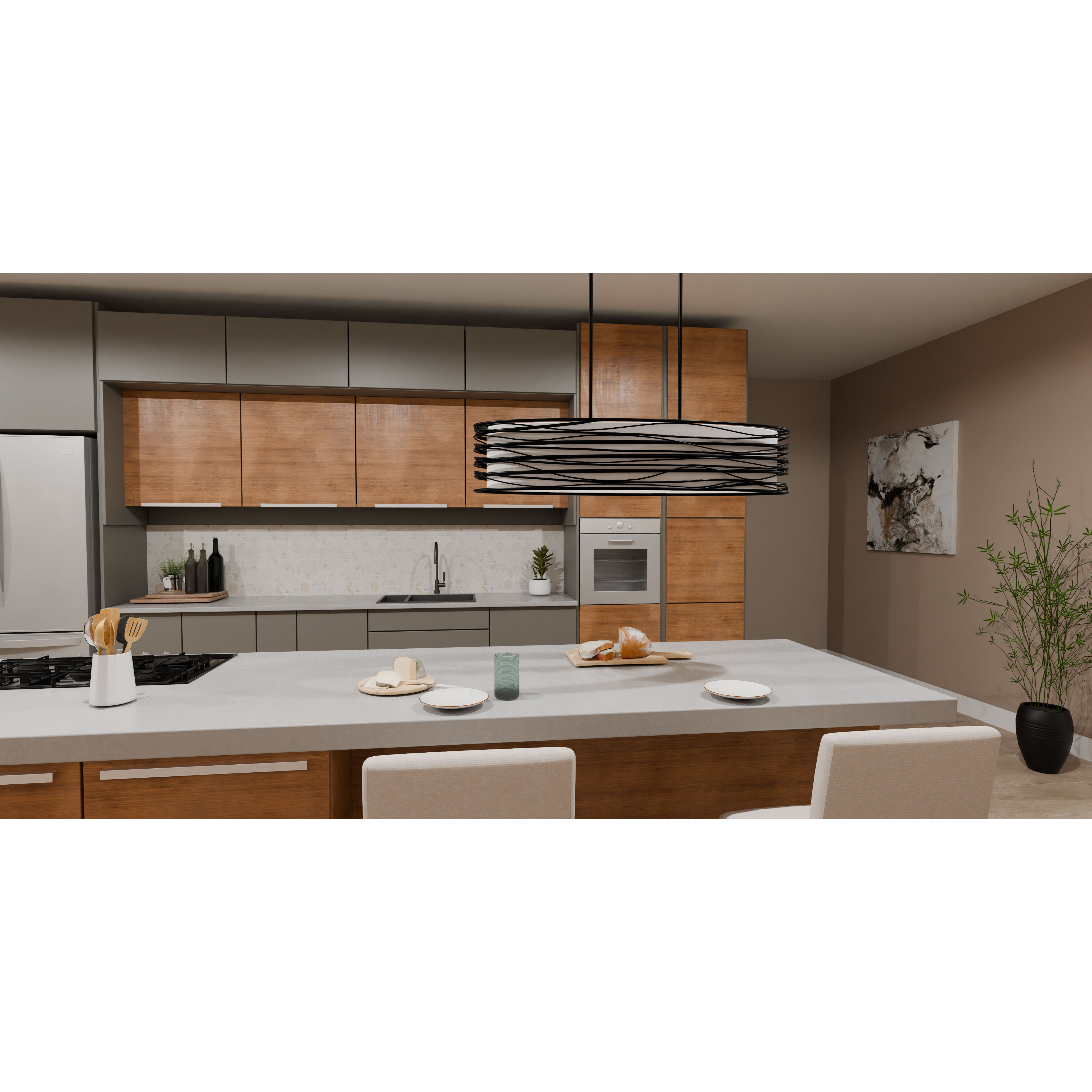 Spiral 5 Light 42 inch Mystic Black Island Light Ceiling Light, Medium