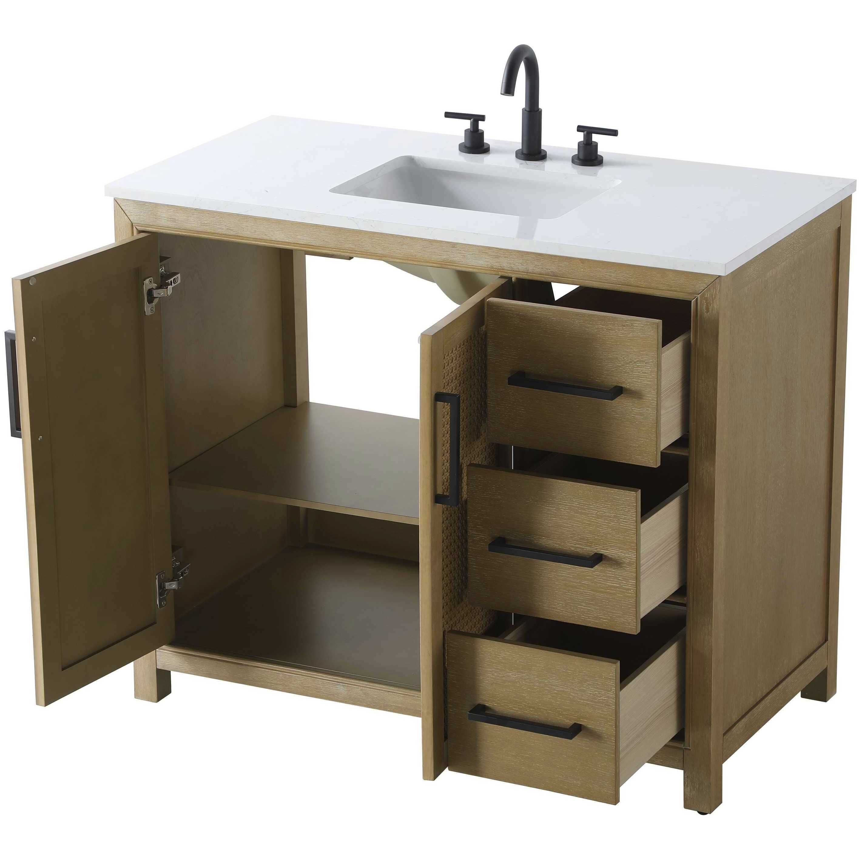 Alina 42 X 34 inch Linen Oak Bathroom Vanity Cabinet