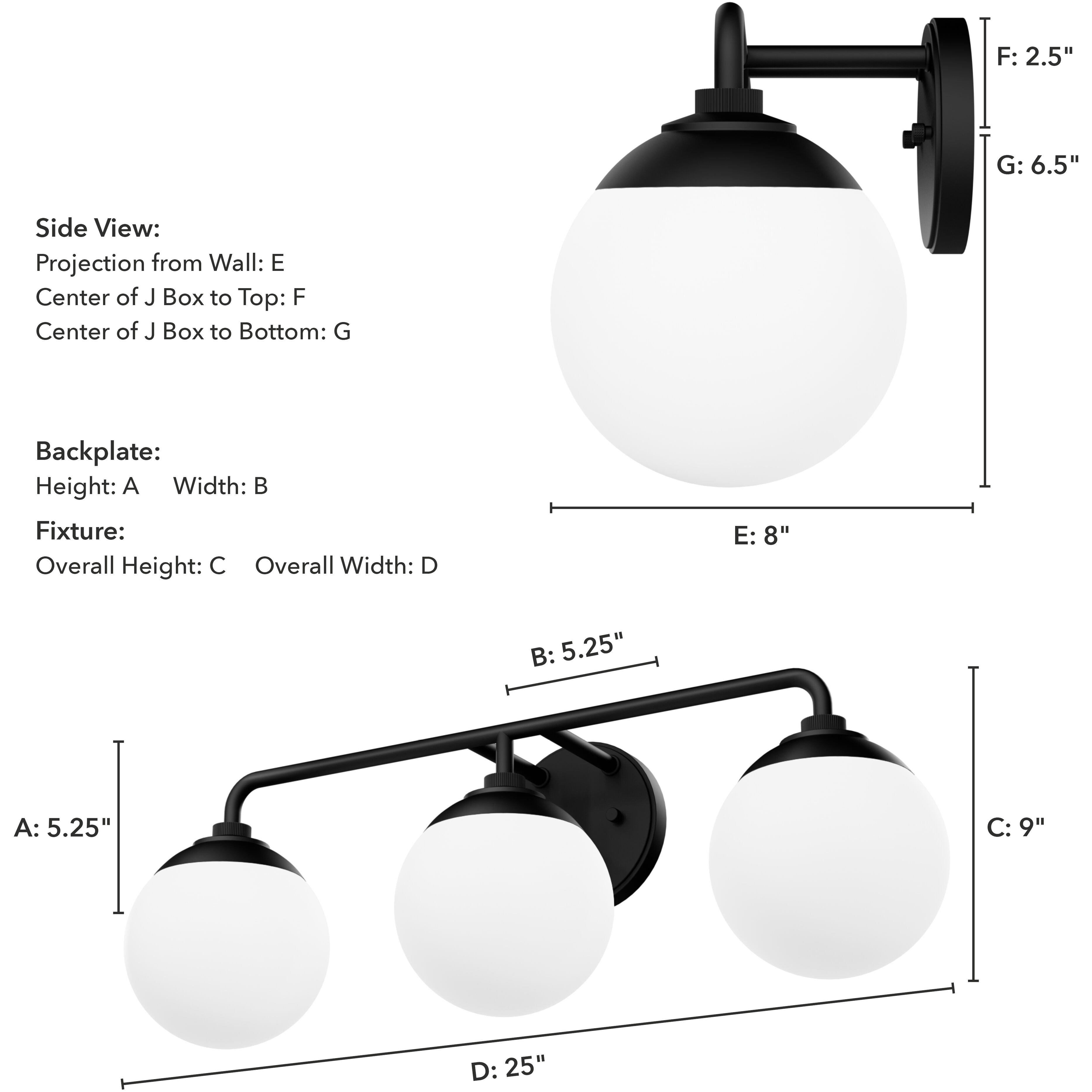 Hepburn 3 Light 25 inch Matte Black Vanity Light Wall Light