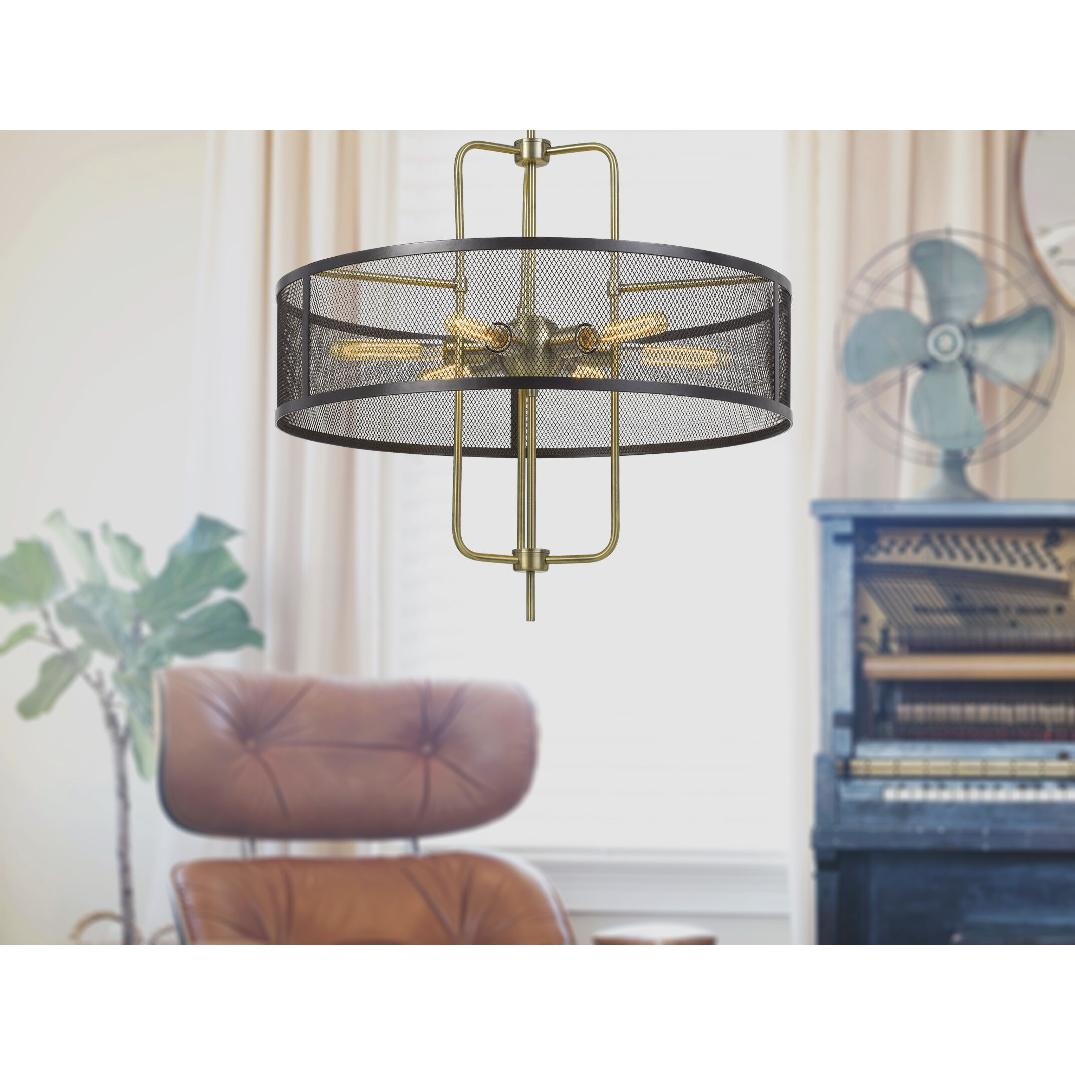 Leiden 6 Light 5 inch Antique Brass/Black Chandelier Ceiling Light