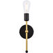 Keely 1 Light 5 inch Black and Brass Bath Sconce Wall Light