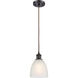 Ballston Castile LED 6 inch Oil Rubbed Bronze Mini Pendant Ceiling Light in White Glass, Black Textured, Ballston