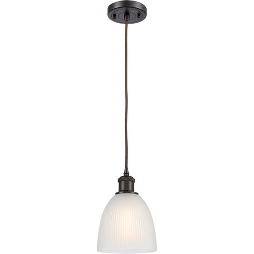 Ballston Castile LED 6 inch Oil Rubbed Bronze Mini Pendant Ceiling Light in White Glass, Black Textured, Ballston