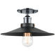 Bulstrode's Workshop 1 Light 12 inch Chrome Flush Mount Ceiling Light in Chrome and Black