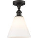 Ballston Cone 1 Light 8 inch Oil Rubbed Bronze Semi-Flush Mount Ceiling Light in Matte White Glass