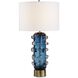 Aura 27.75 inch 150 watt Blue Glass and Brushed Brass Table Lamp Portable Light