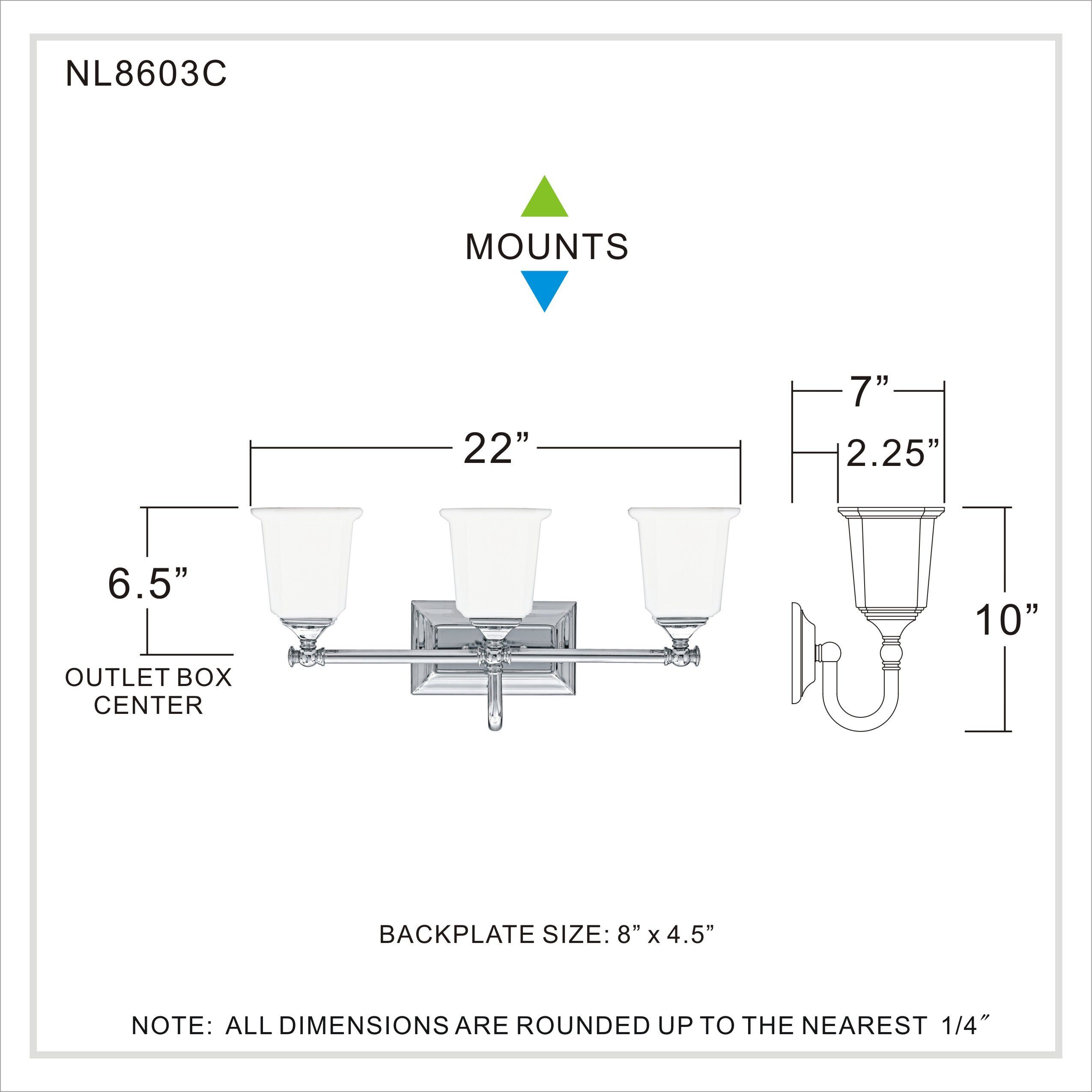 Nicholas 3 Light 22 inch Polished Chrome Bath Light Wall Light