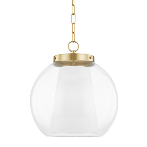 Sasha LED 15 inch Aged Brass Pendant Ceiling Light