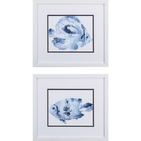 Blue Ocean Fish Blue and Teal and Turquoise Framed Art