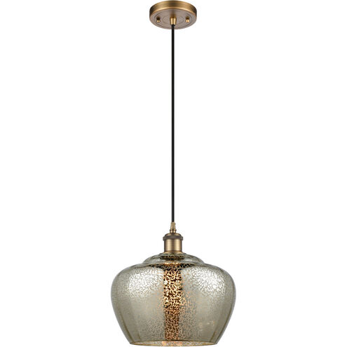 Ballston Large Fenton LED 11 inch Brushed Brass Mini Pendant Ceiling Light in Mercury Glass, Ballston