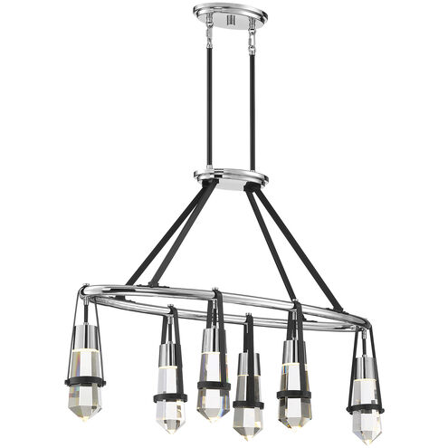 Denali LED 36 inch Matte Black with Polished Chrome Accents Linear Chandelier Ceiling Light