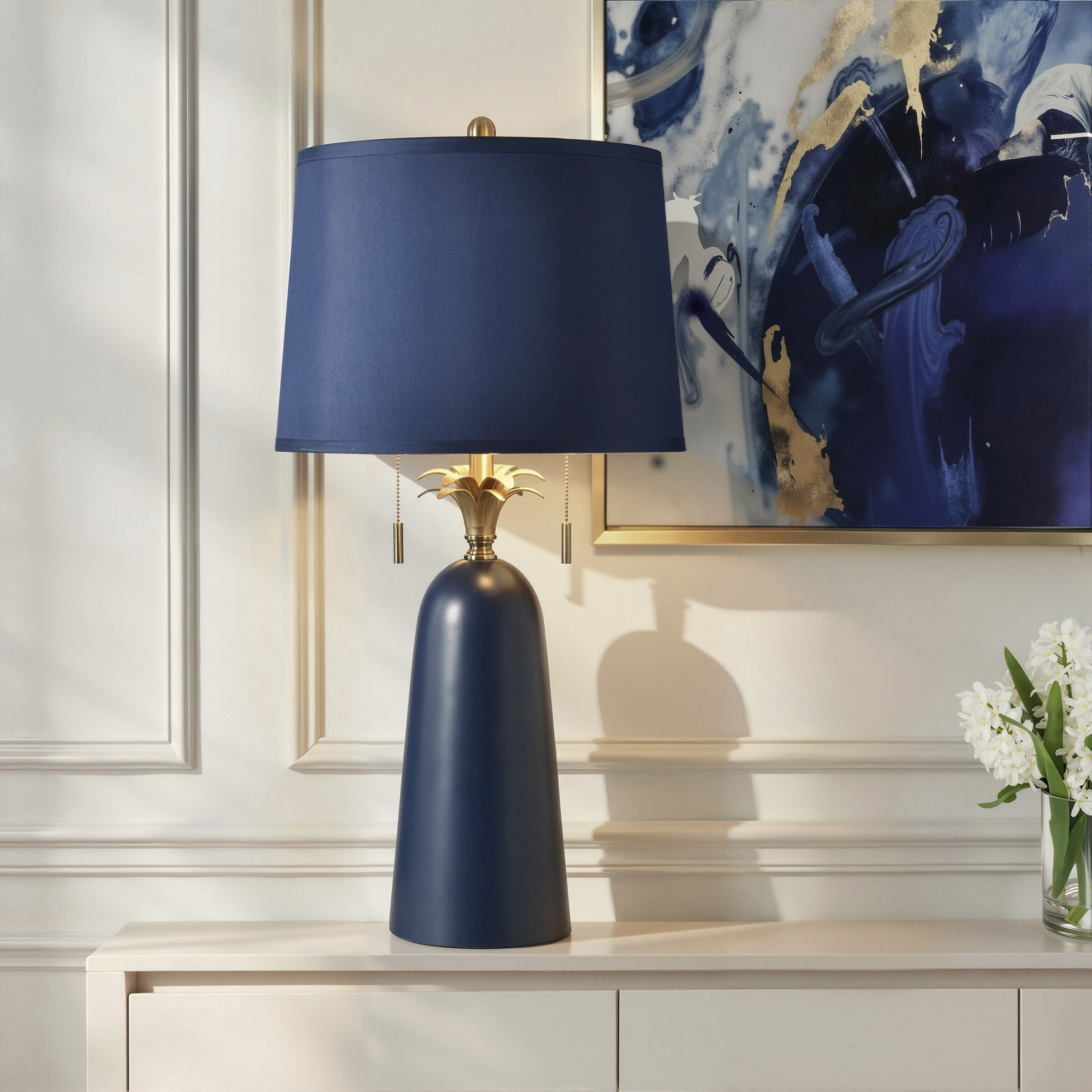 Poly 31.5 inch 60 watt Latilly Blue Table Lamp Portable Light